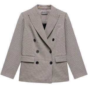 Mint Velvet Neutral Checked Double Breasted Blazer